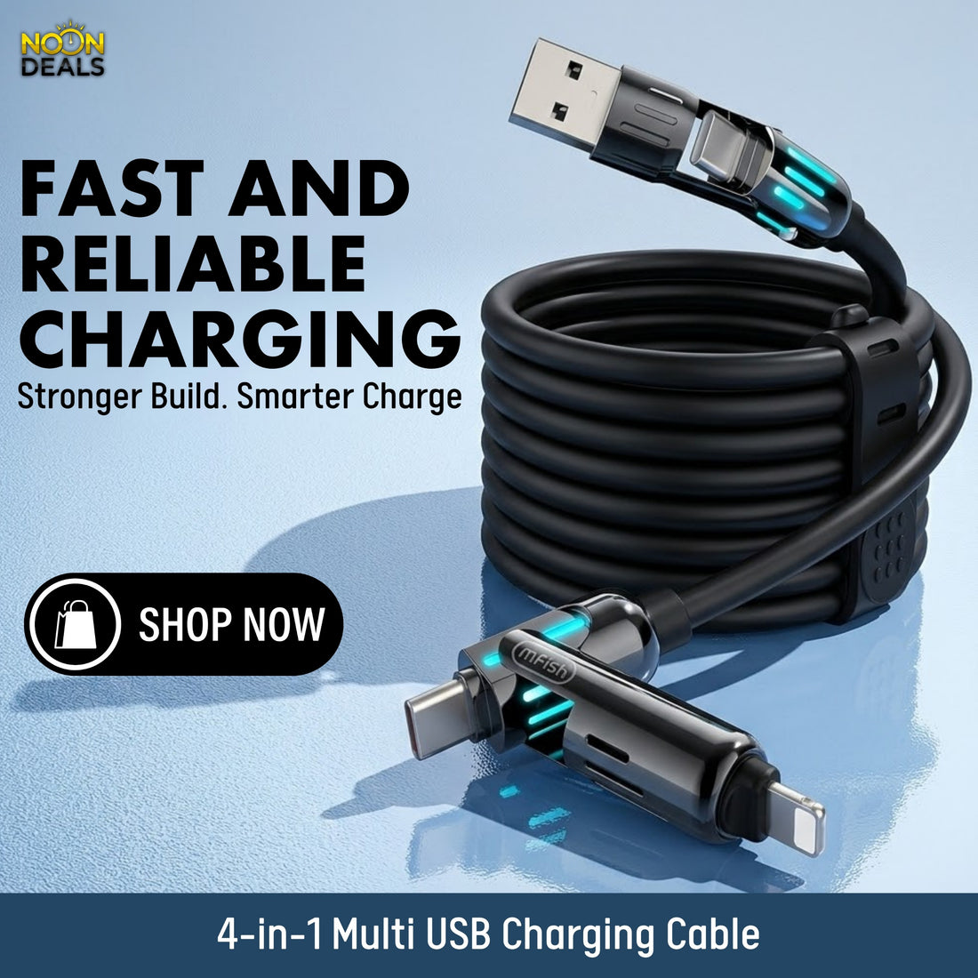4-in-1 Multi USB Fast Charging Cable 240W – Universal Lightning & Micro USB Charging Cord